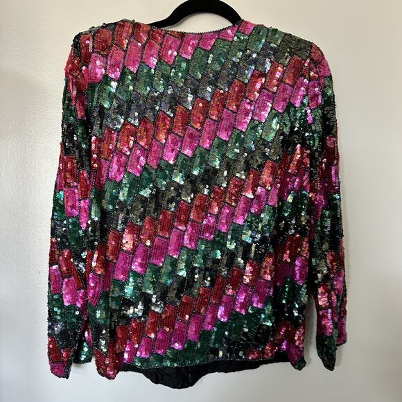 Vintage Jean for Joseph Le Bon Silk Sequin Beaded Evening Jacket Medium Cruise - Picture 6 of 11